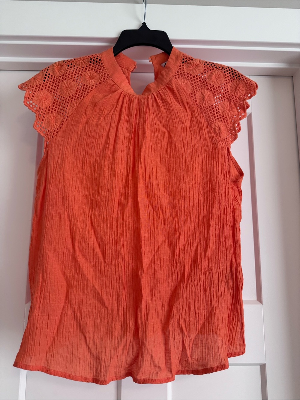 Nanette Lepore Orange Crochet Sleeve Blouse